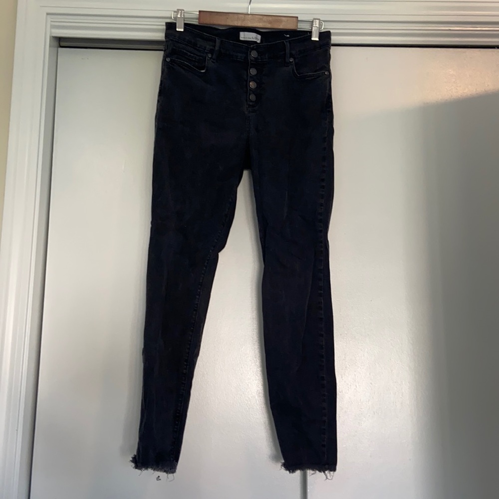 Modern skinny button fly black jean